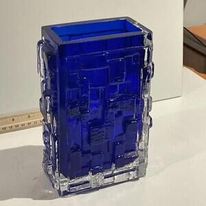 Josef Schott Glass Vase Design for Smalandshyttan, Sweden 6" W 4" D 9"H